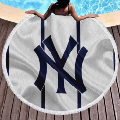 Powerful MLB Baseball Team New York Yankees Round Beach Towel 1