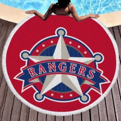 Powerful MLB Team Texas Rangers Round Beach Towel 1