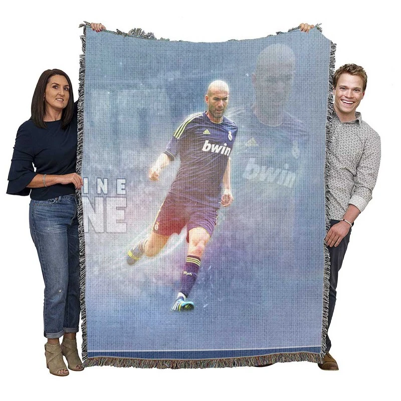 Powerful Madrid Football Zinedine Zidane Woven Blanket