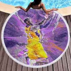 Powerful NBA Basketball Player Kobe Bryant Round Beach Towel 1