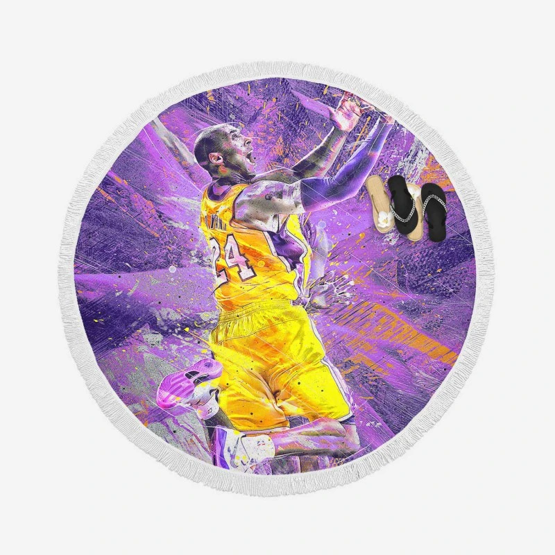 Powerful NBA Basketball Player Kobe Bryant Round Beach Towel
