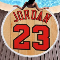 Powerful NBA Basketball Player Michael Jordan 23 Round Beach Towel 1