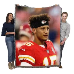 Powerful NFL Football Player Patrick Mahomed Woven Blanket
