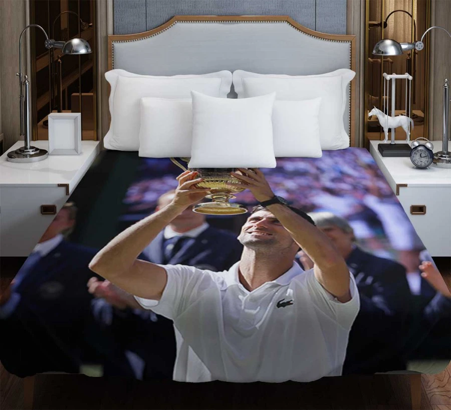 Powerful Serbian Tennis Player Novak Djokovic Duvet Cover