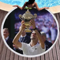 Powerful Serbian Tennis Player Novak Djokovic Round Beach Towel 1