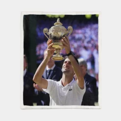 Powerful Serbian Tennis Player Novak Djokovic Sherpa Fleece Blanket 1