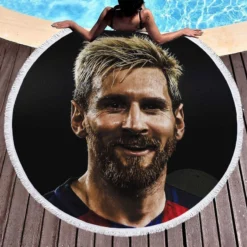 Powerful Soccer Player Lionel Messi Round Beach Towel 1