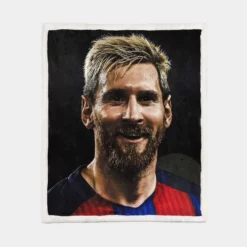 Powerful Soccer Player Lionel Messi Sherpa Fleece Blanket 1