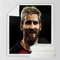 Powerful Soccer Player Lionel Messi Sherpa Fleece Blanket