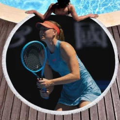 Powerful WTA Tennis Player Maria Sharapova Round Beach Towel 1