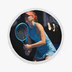 Powerful WTA Tennis Player Maria Sharapova Round Beach Towel