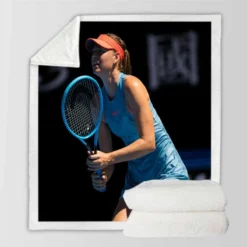 Powerful WTA Tennis Player Maria Sharapova Sherpa Fleece Blanket