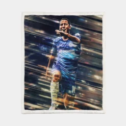 Powerfull Chelsea Soccer Player Eden Hazard Sherpa Fleece Blanket 1