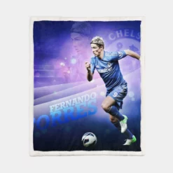 Powerfull Chelsea Soccer Player Fernando Torres Sherpa Fleece Blanket 1