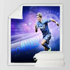 Powerfull Chelsea Soccer Player Fernando Torres Sherpa Fleece Blanket
