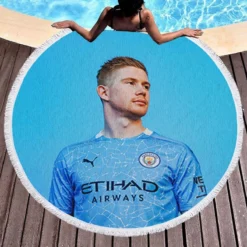 Powerfull Man City Football Player Kevin De Bruyne Round Beach Towel 1