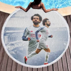 Premier League Footballer Mohamed Salah Round Beach Towel 1