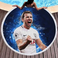 Premier League Player Harry Edward Kane Round Beach Towel 1