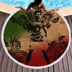 Printerd Cristiano Ronaldo Round Beach Towel 1