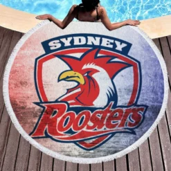 Professional Austrian Rugby Team Sydney Roosters Round Beach Towel 1