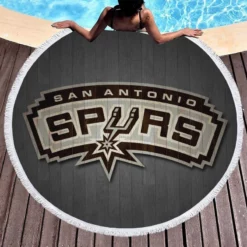 Professional Basketball Club San Antonio Spurs Logo Round Beach Towel 1