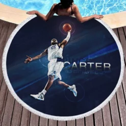 Professional Dallas Mavericksssss NBA Player Vince Carter Round Beach Towel 1