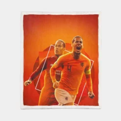 Professional Dutch Footballer Virgil van Dijk Sherpa Fleece Blanket 1