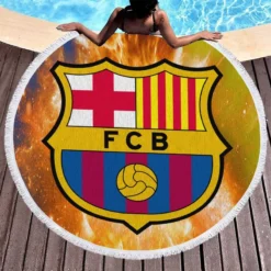 Professional Football Club FC Barcelona Round Beach Towel 1