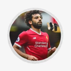 Professional Football Player Mohamed Salah Round Beach Towel