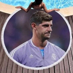 Professional Football Thibaut Courtois Round Beach Towel 1