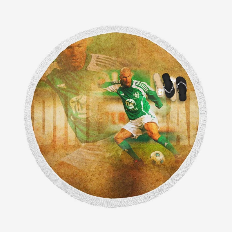 Professional Football Zinedine Zidane Round Beach Towel