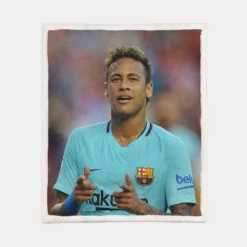 Professional Footballer Player Neymar Sherpa Fleece Blanket 1