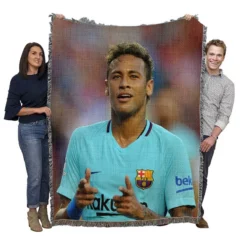 Professional Footballer Player Neymar Woven Blanket