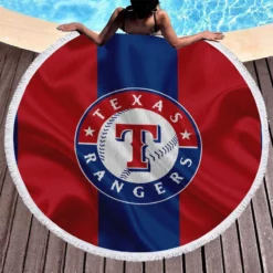 Professional MLB Texas Rangers Logo Round Beach Towel 1