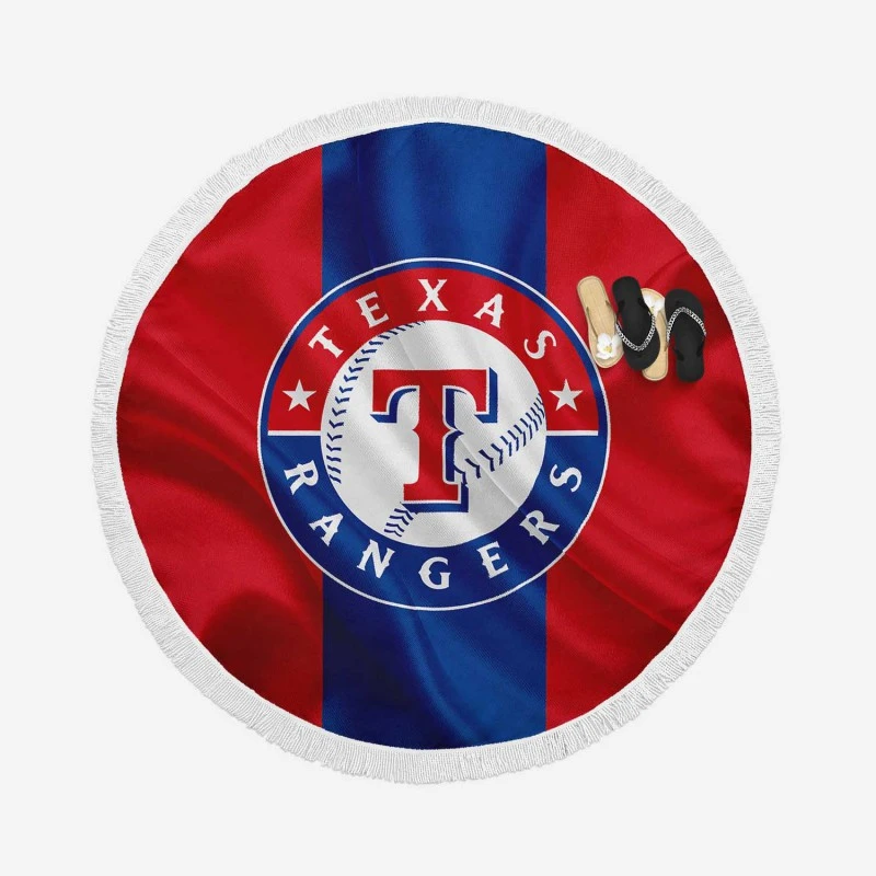 Professional MLB Texas Rangers Logo Round Beach Towel