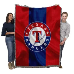 Professional MLB Texas Rangers Logo Woven Blanket