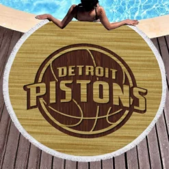 Professional NBA Basketball Club Detroit Pistons Round Beach Towel 1