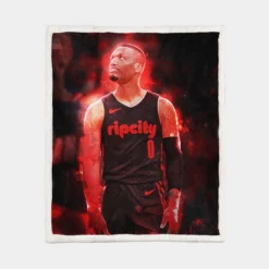 Professional NBA Basketball Player Damian Lillard Sherpa Fleece Blanket 1