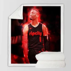 Professional NBA Basketball Player Damian Lillard Sherpa Fleece Blanket