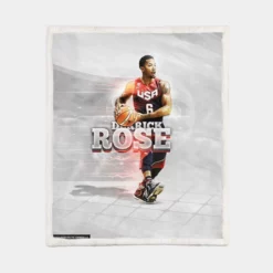 Professional NBA Basketball Player Derrick Rose Sherpa Fleece Blanket 1