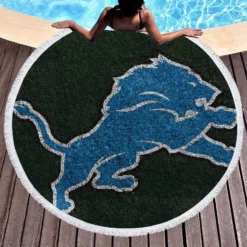 Professional NFL Team Detroit Lions Round Beach Towel 1