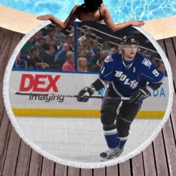 Professional NHL Hockey Player Steven Stamkos Round Beach Towel 1