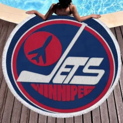 Professional NHL Hockey Player Winnipeg Jets Round Beach Towel 1