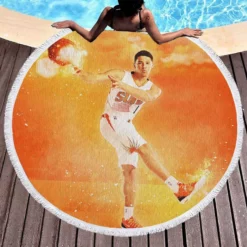 Professional Phoenix Suns Player Devin Booker Round Beach Towel 1