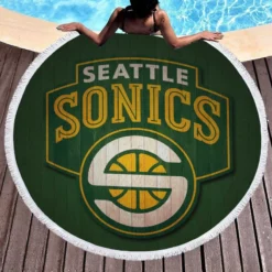 Professional Seattle Supersonics Basketball team Round Beach Towel 1