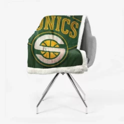 Professional Seattle Supersonics Basketball team Sherpa Fleece Blanket 2