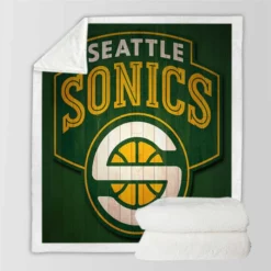 Professional Seattle Supersonics Basketball team Sherpa Fleece Blanket
