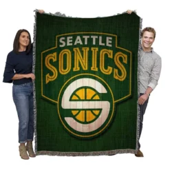 Professional Seattle Supersonics Basketball team Woven Blanket