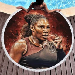 Professional Tennis Player Serena Williams Round Beach Towel 1