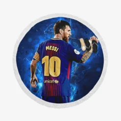 Promising Barca Footballer Player Lionel Messi Round Beach Towel